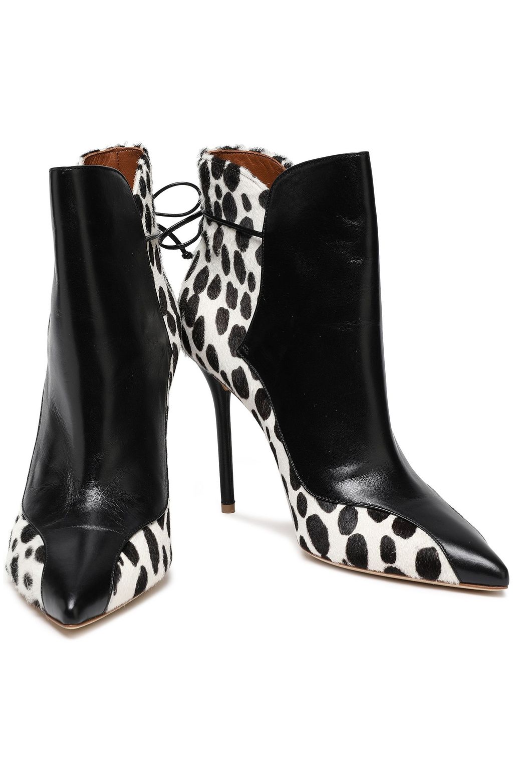 MALONE SOULIERS Leather and leopard-print calf hair ankle boots