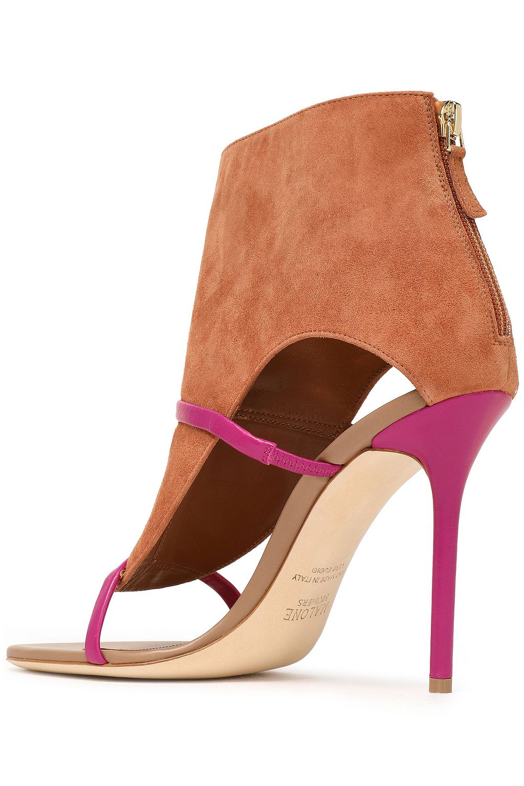 MALONE SOULIERS Cutout leather-trimmed suede ankle boots