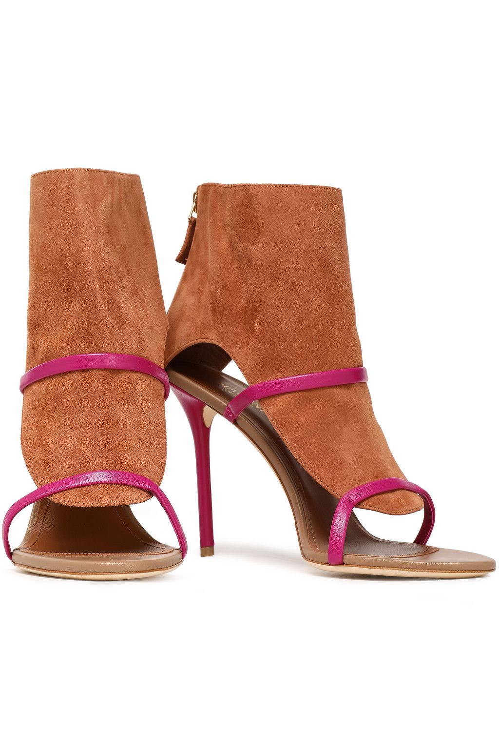 MALONE SOULIERS Cutout leather-trimmed suede ankle boots