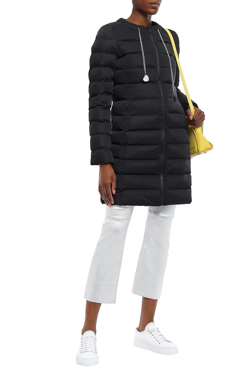 LOVE MOSCHINO Chain-embellished quilted shell down coat