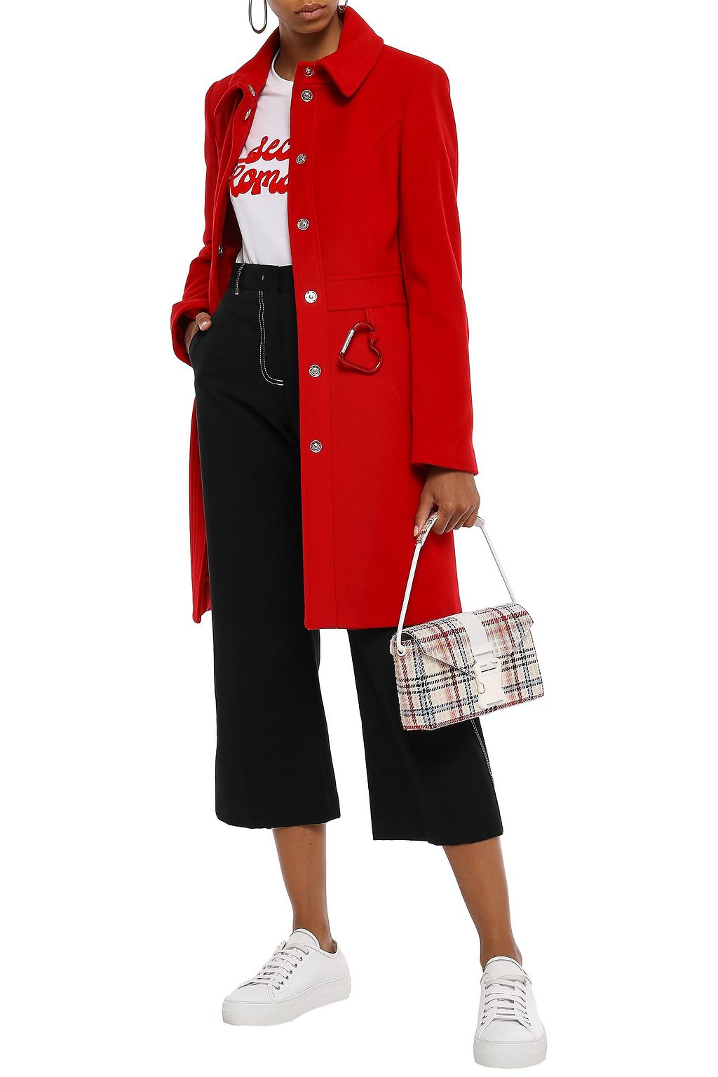 LOVE MOSCHINO Embellished wool-blend felt coat