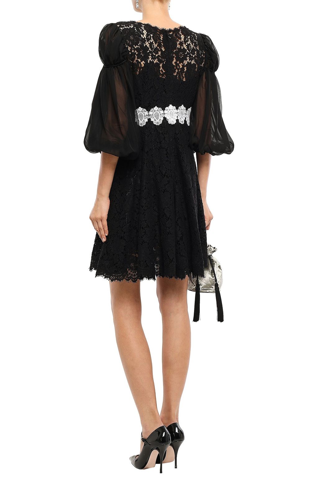 DOLCE&GABBANA Embroidered corded lace and georgette mini dress