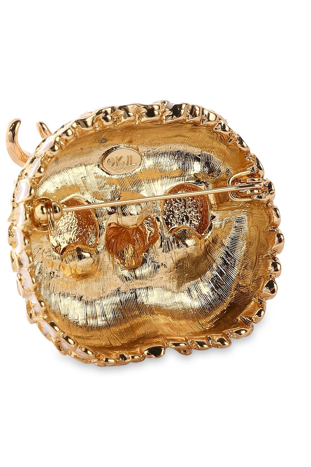 KENNETH JAY LANE Gold-tone, crystal and enamel brooch