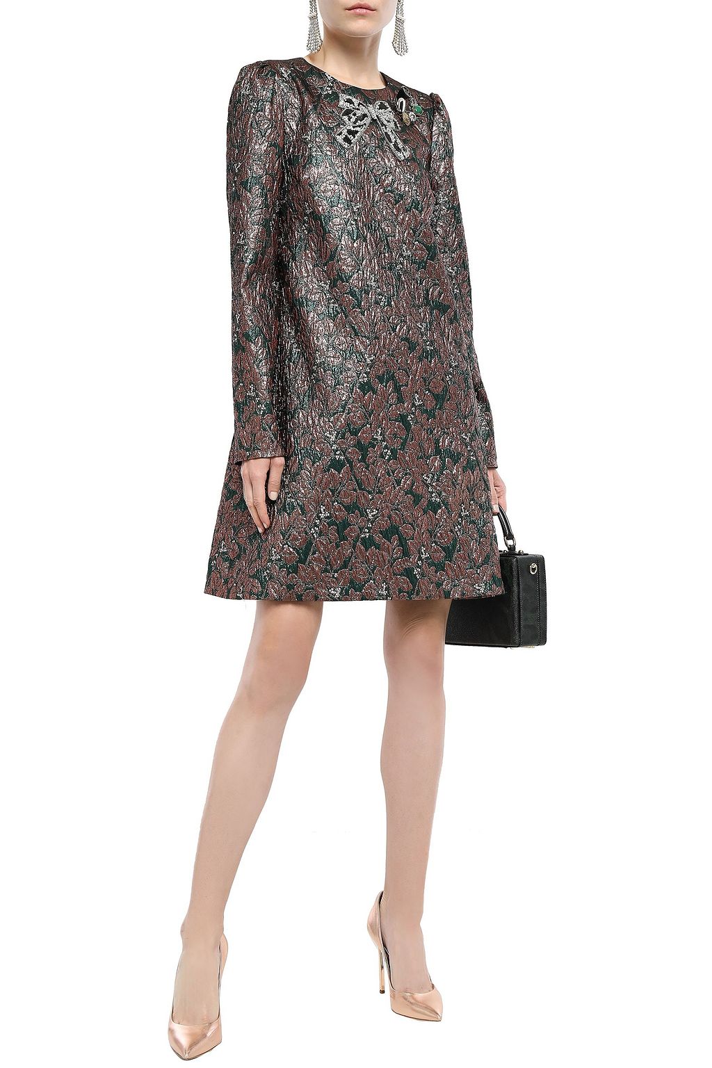 DOLCE&GABBANA Embellished metallic jacquard mini dress