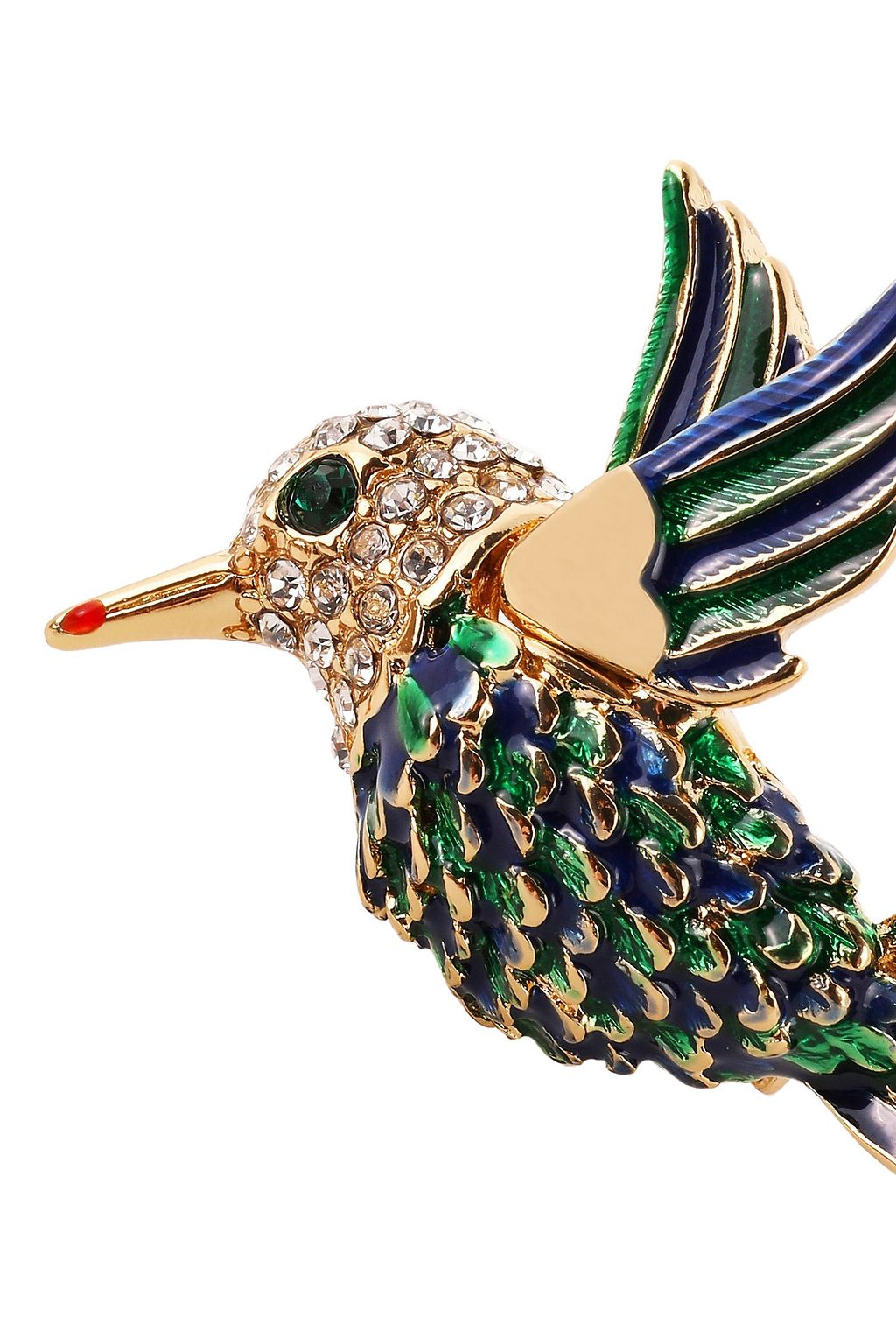 KENNETH JAY LANE Gold-tone, crystal and enamel brooch