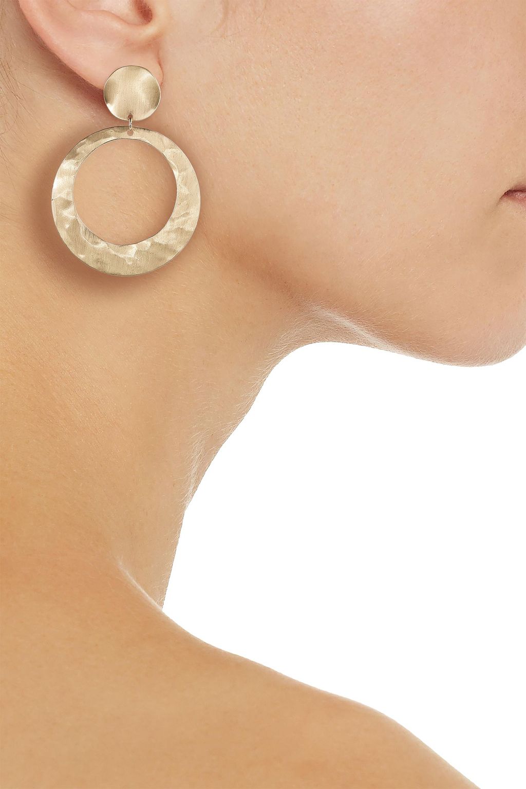 KENNETH JAY LANE Hammered gold-tone earrings
