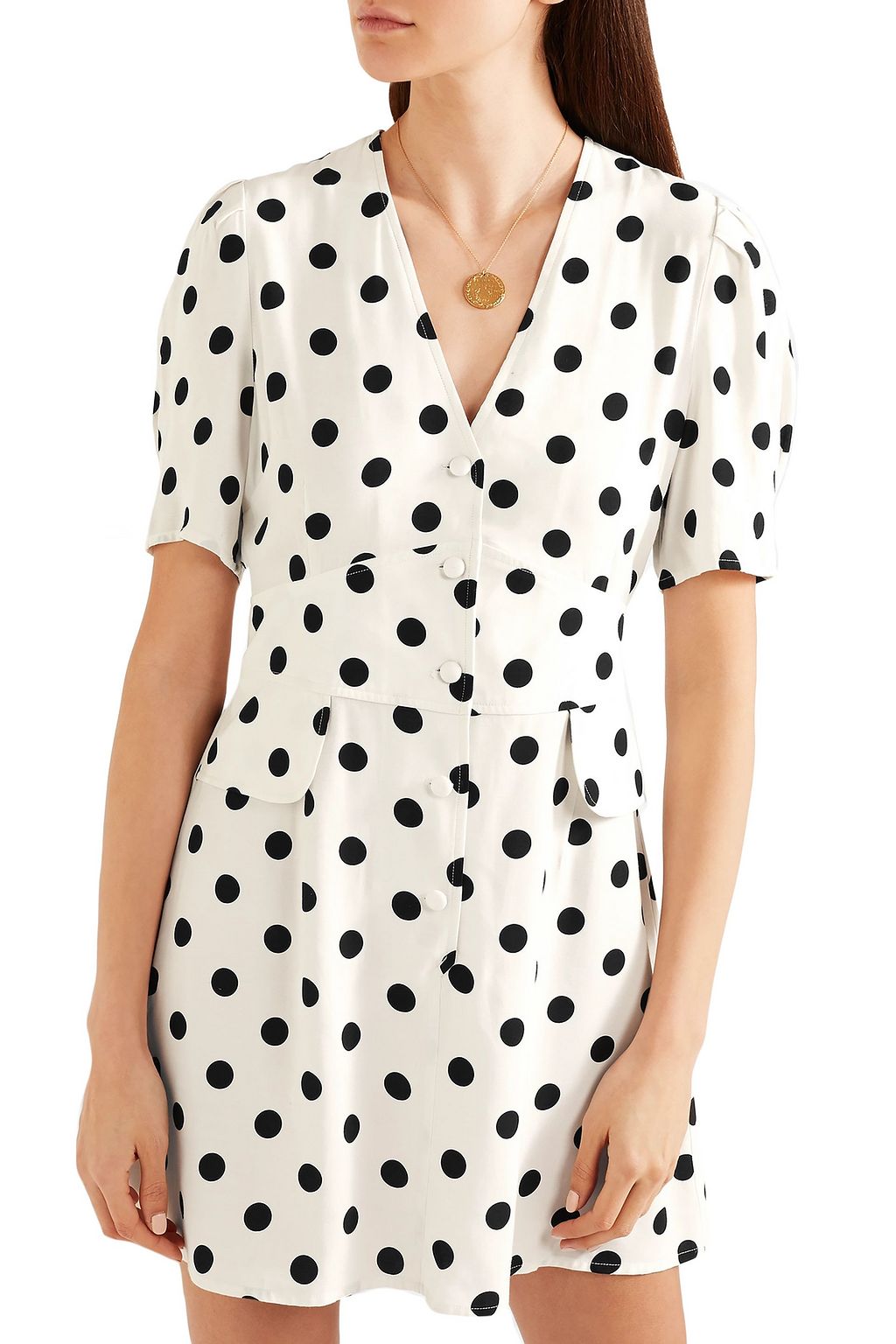 RIXO Laura polka-dot crepe mini dress