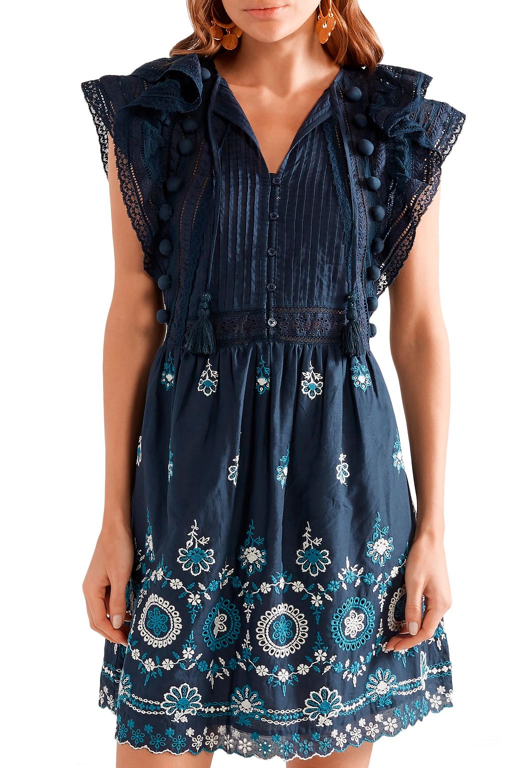 SEA Sofie pintucked broderie anglaise cotton mini dress