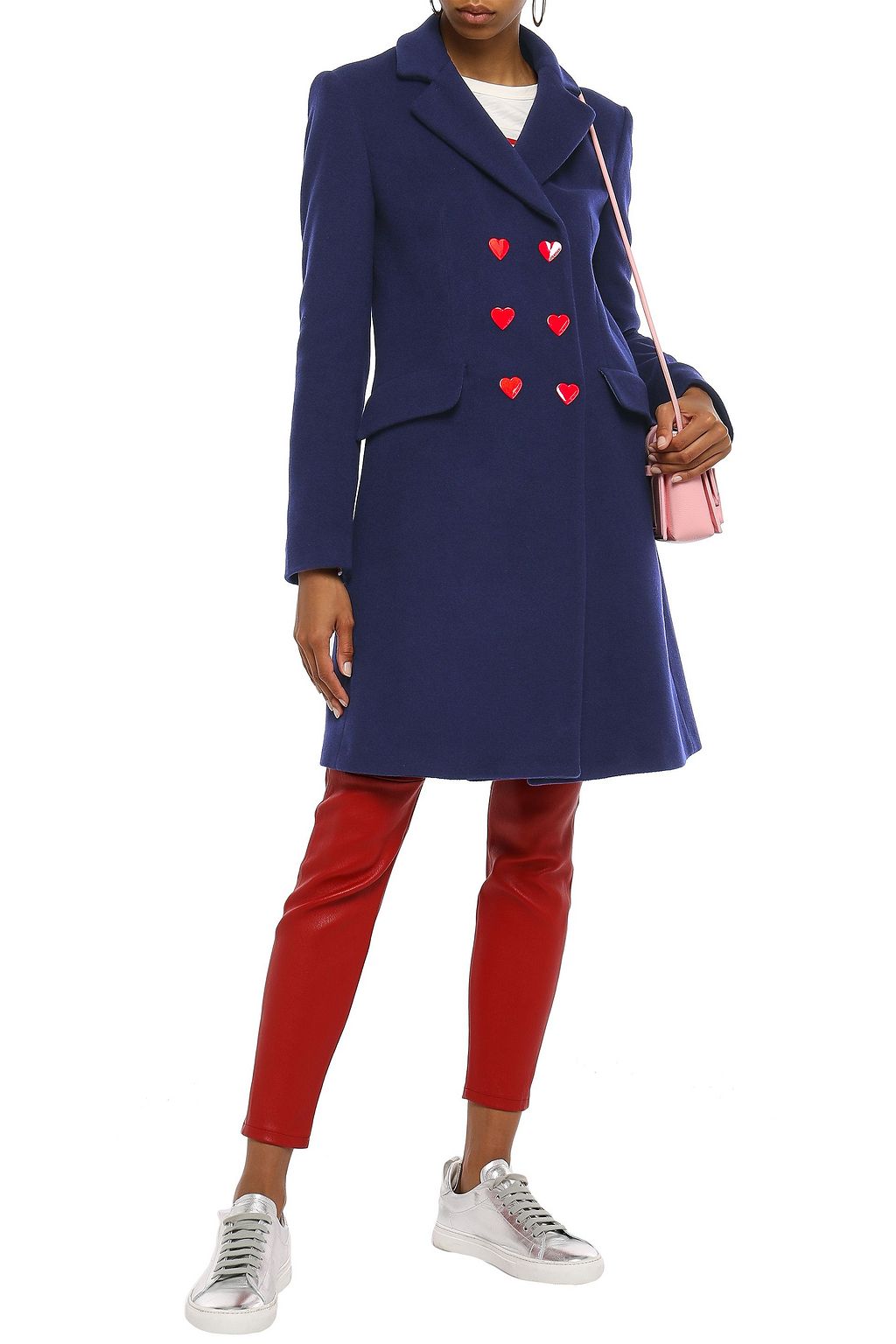 LOVE MOSCHINO Double-breasted brushed wool-blend felt coat