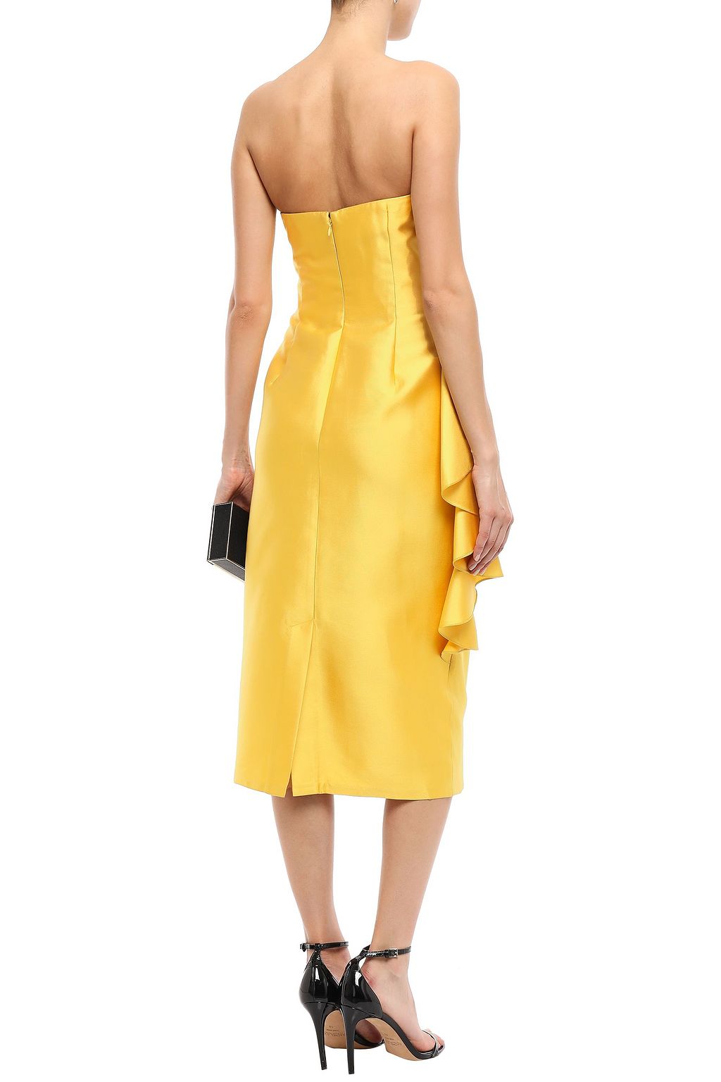 SACHIN & BABI Strapless ruffled satin-twill midi dress