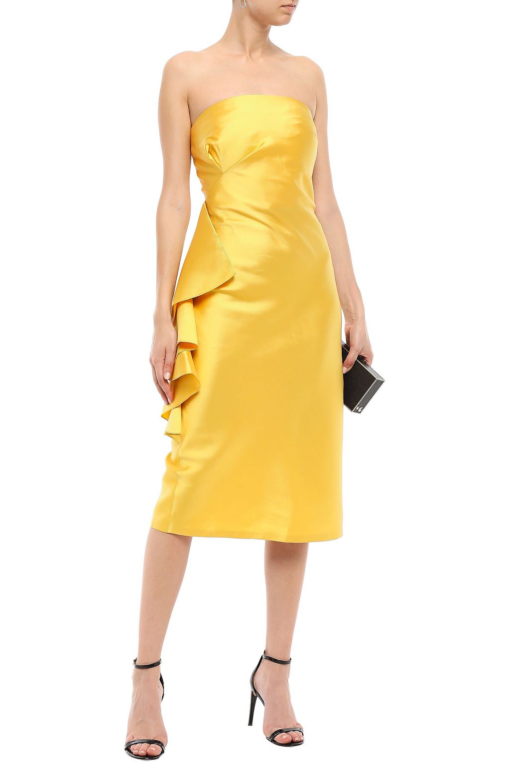 SACHIN & BABI Strapless ruffled satin-twill midi dress