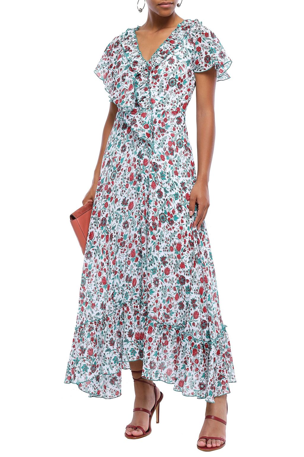 ANTIK BATIK Lally ruffled floral-print cotton-gauze maxi dress