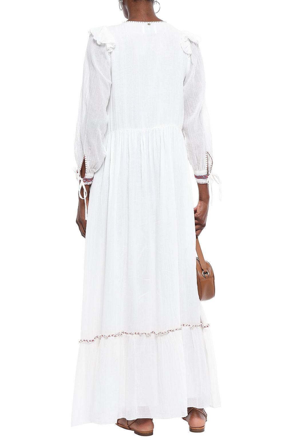 ANTIK BATIK Tasseled crochet-paneled cotton-gauze maxi dress