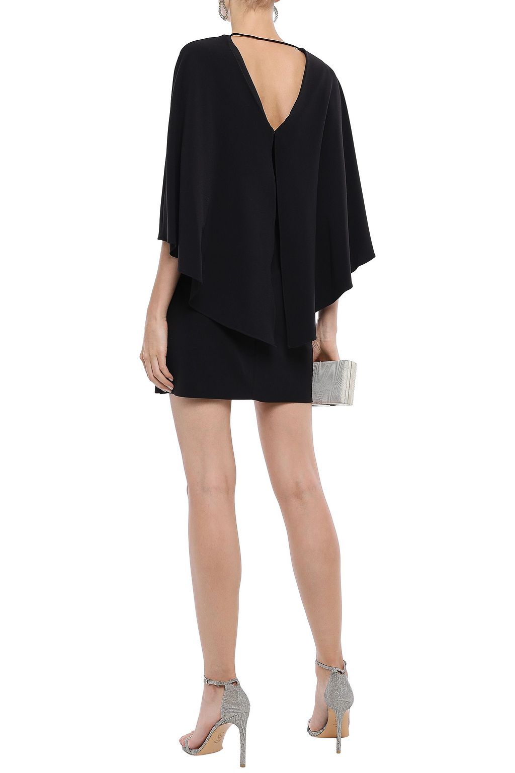 HALSTON HERITAGE Cape-effect crepe mini dress