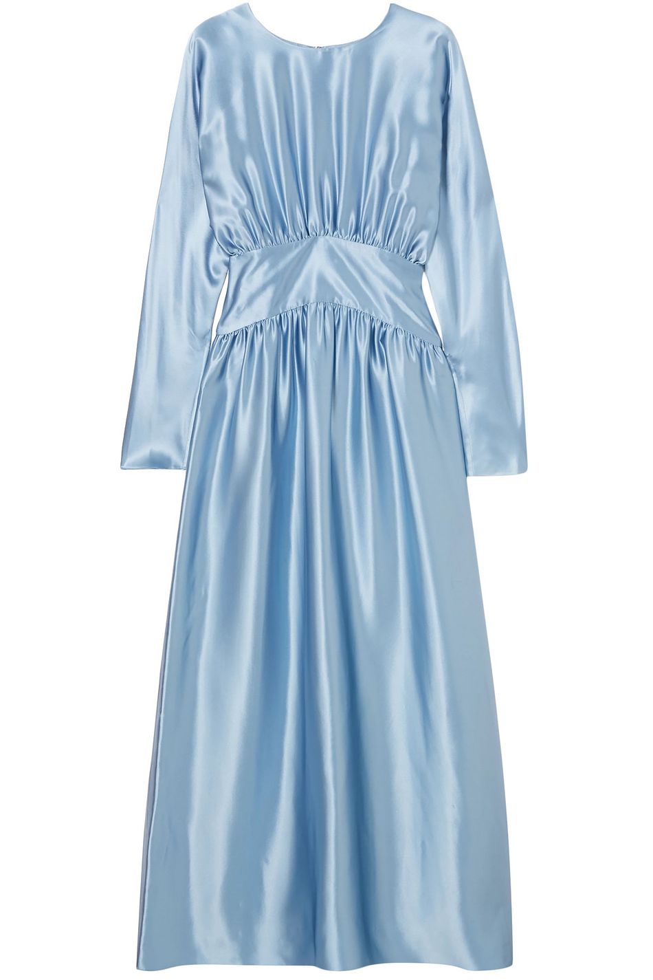 blue satin maxi dress