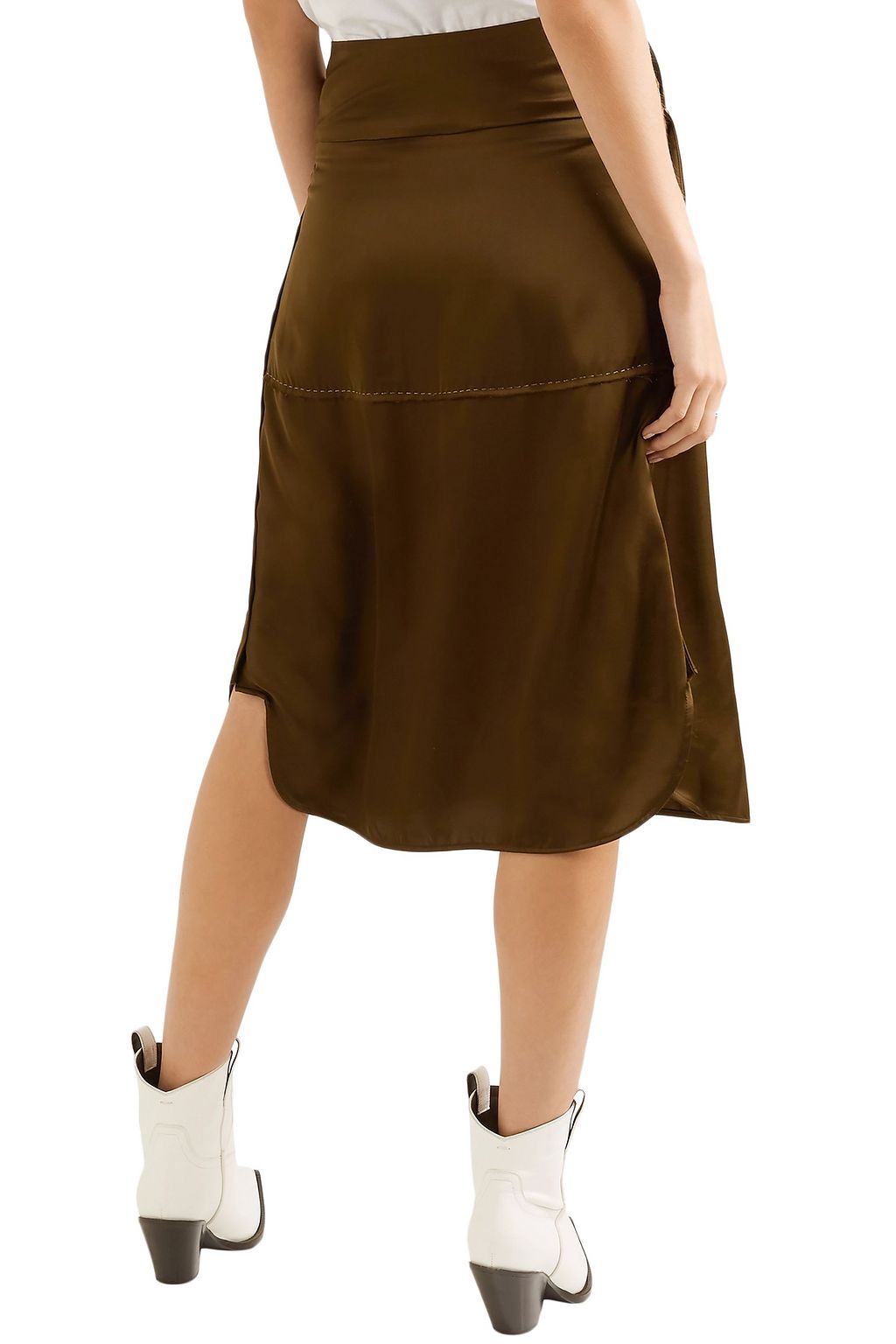 CARVEN Asymmetric satin midi skirt