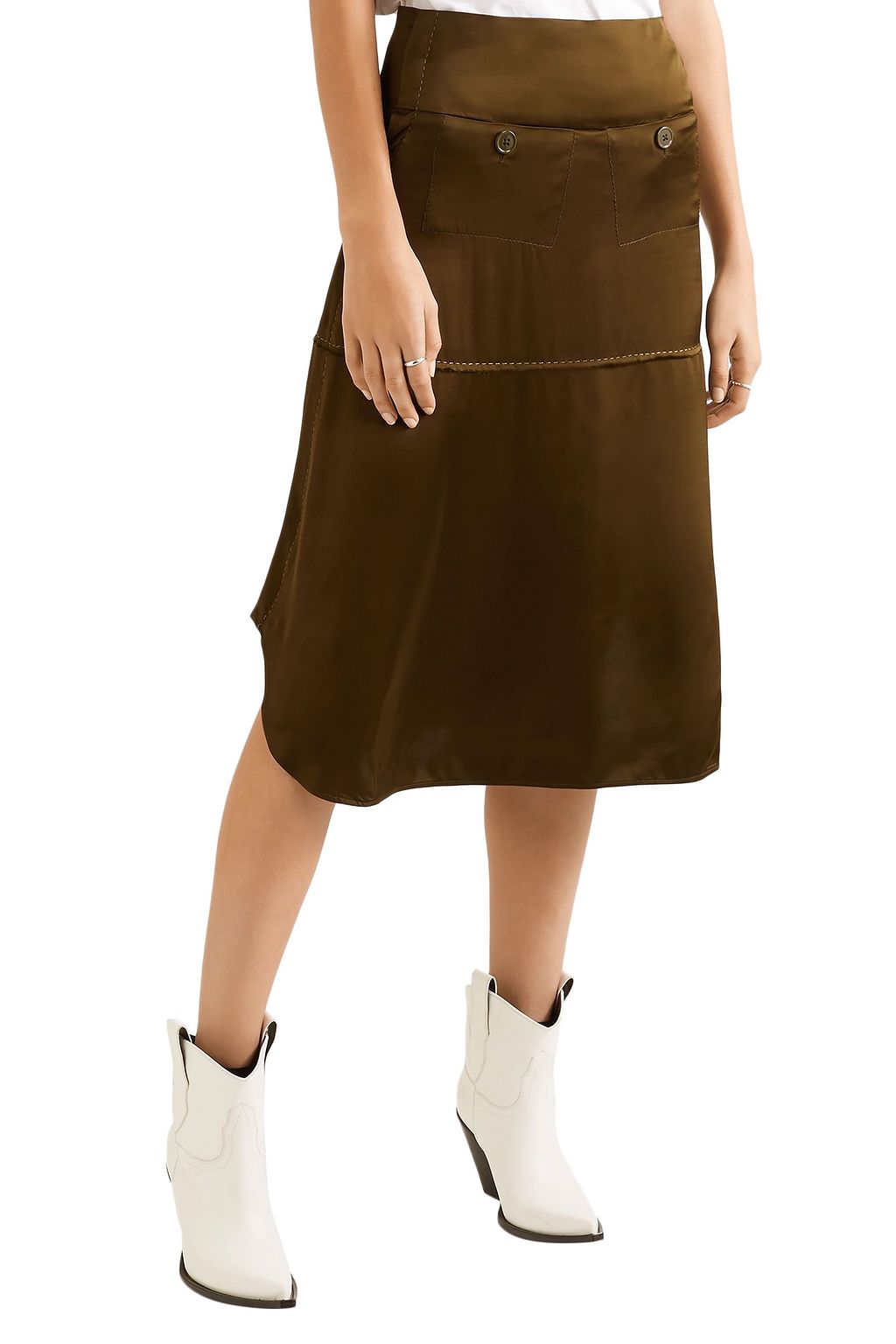 CARVEN Asymmetric satin midi skirt