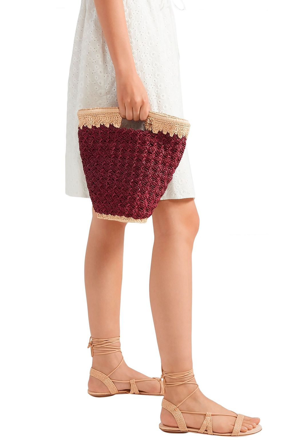 CARRIE FORBES Lily woven faux raffia bucket bag