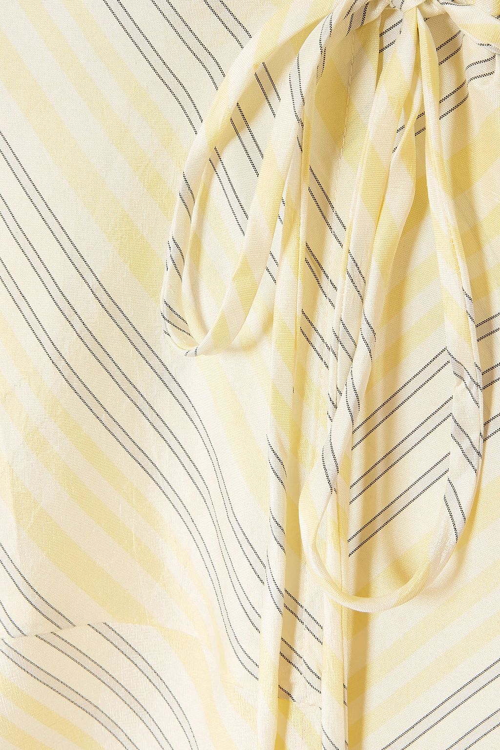 GANNI Striped silk midi wrap dress
