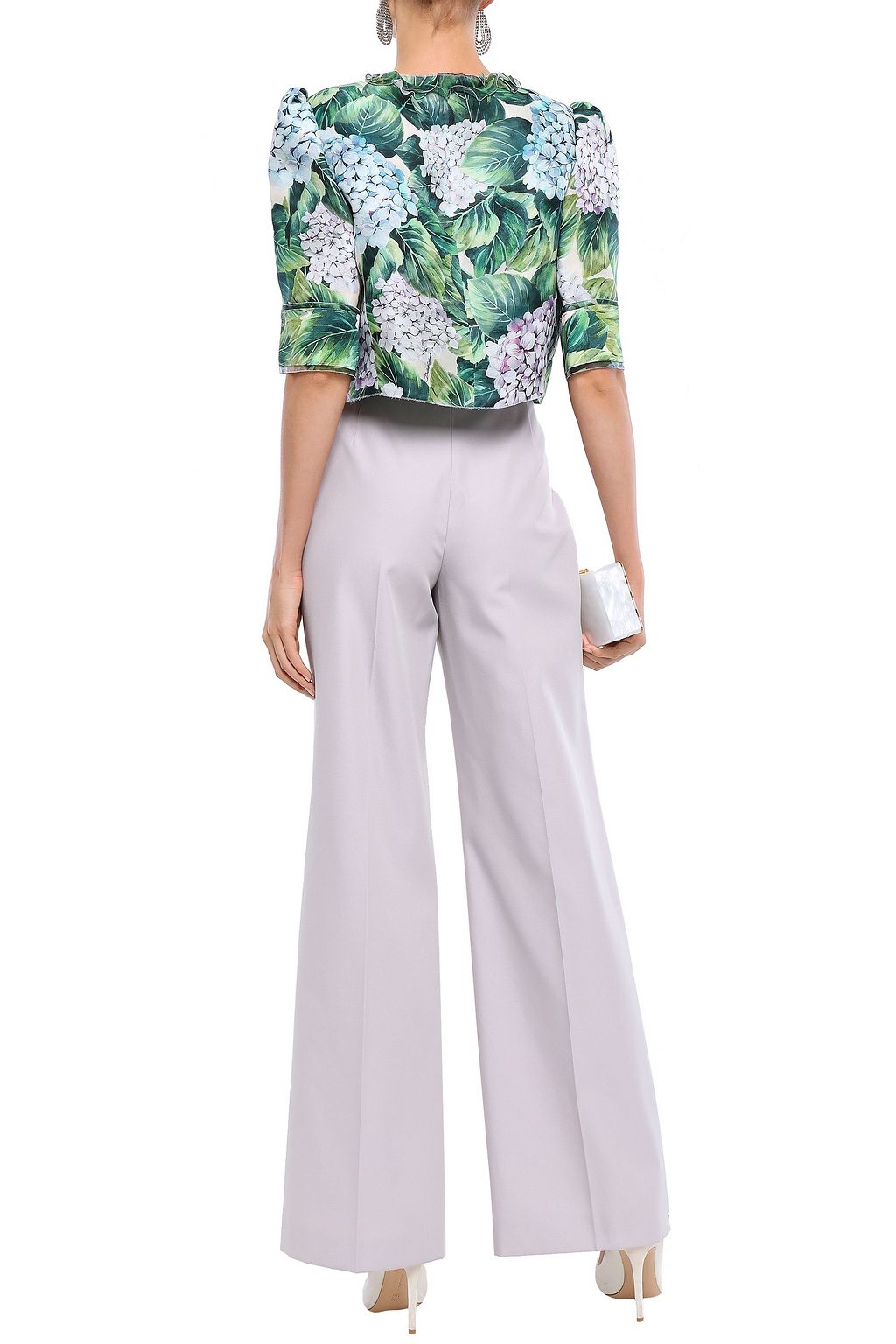 DOLCE&GABBANA Cropped floral-print silk-blend organza jacket