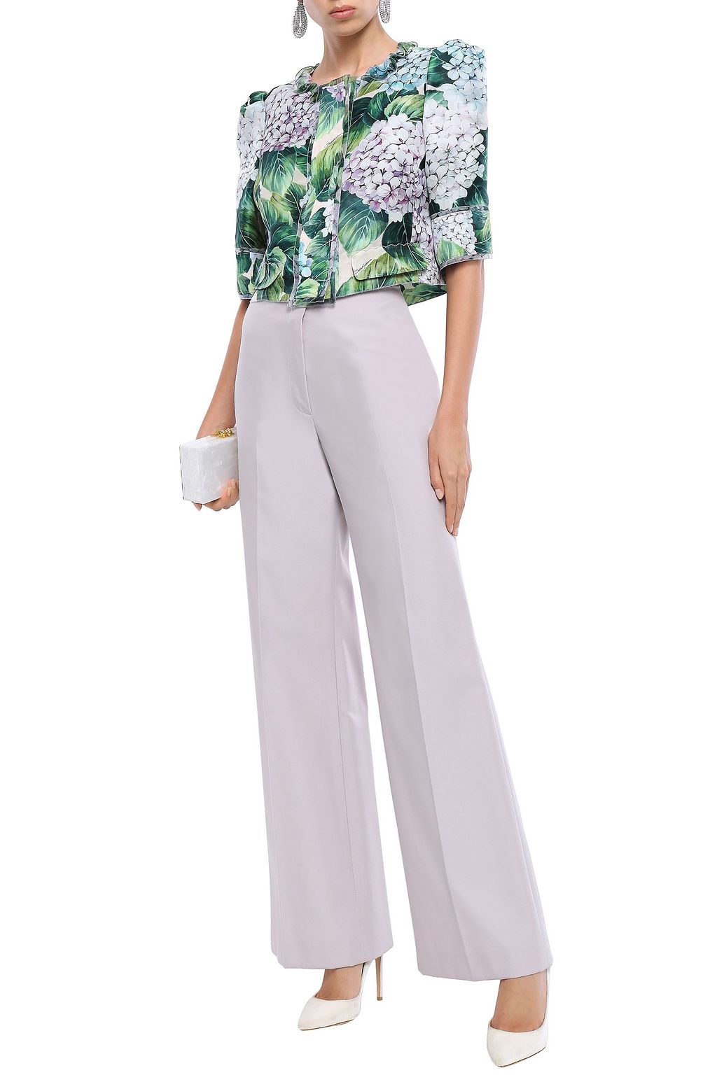 DOLCE&GABBANA Cropped floral-print silk-blend organza jacket