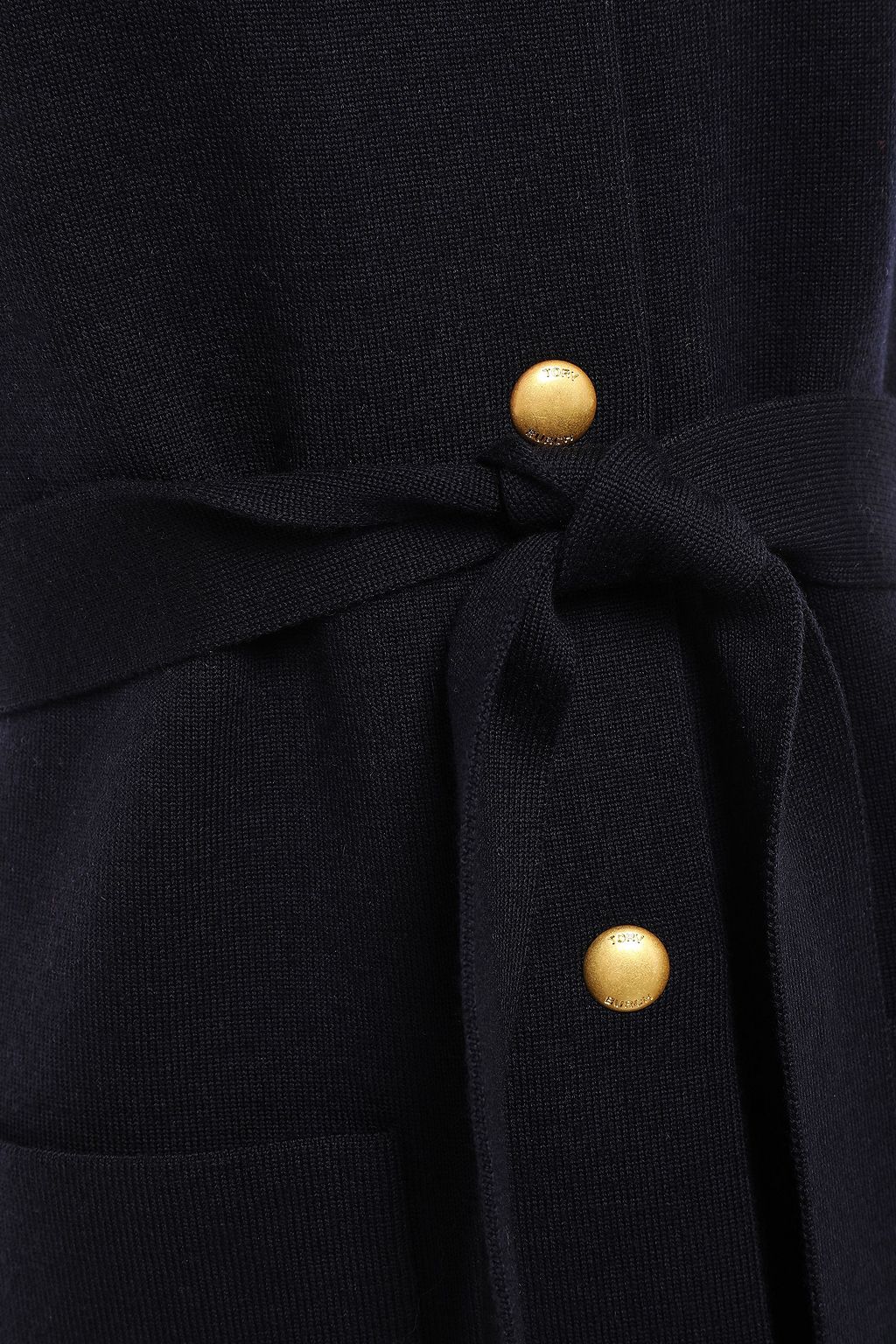 TORY BURCH Belted merino wool-blend dress