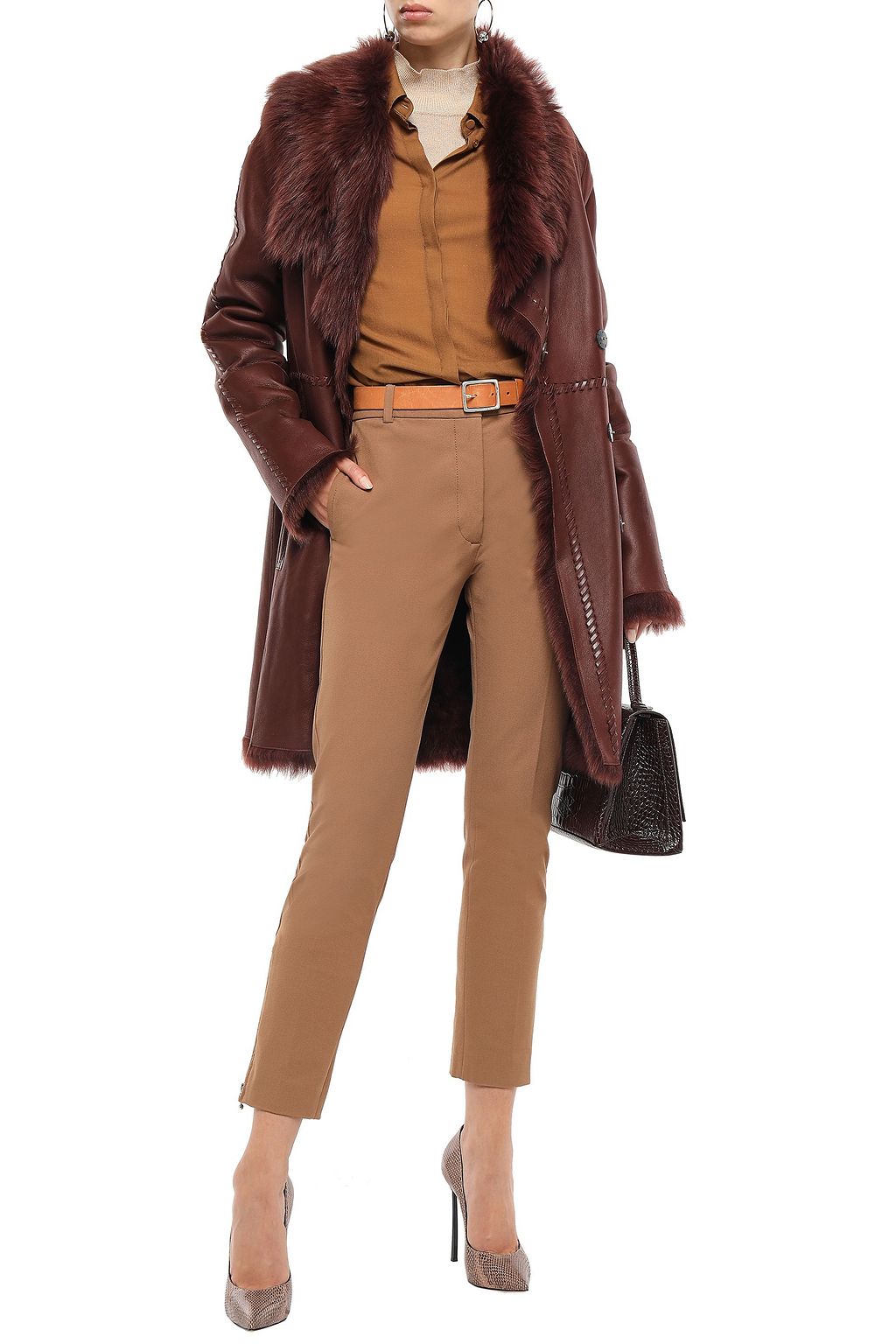YVES SALOMON Reversible whipstitched shearling coat