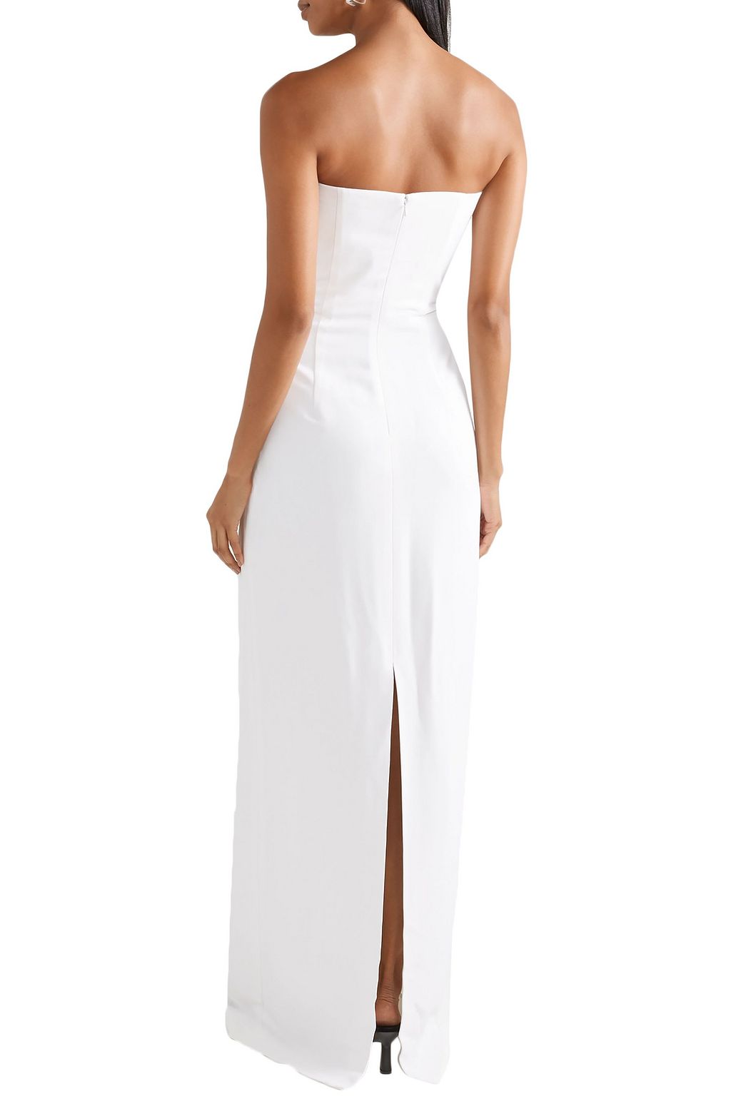 ROSETTA GETTY Tie-front satin-trimmed cady gown