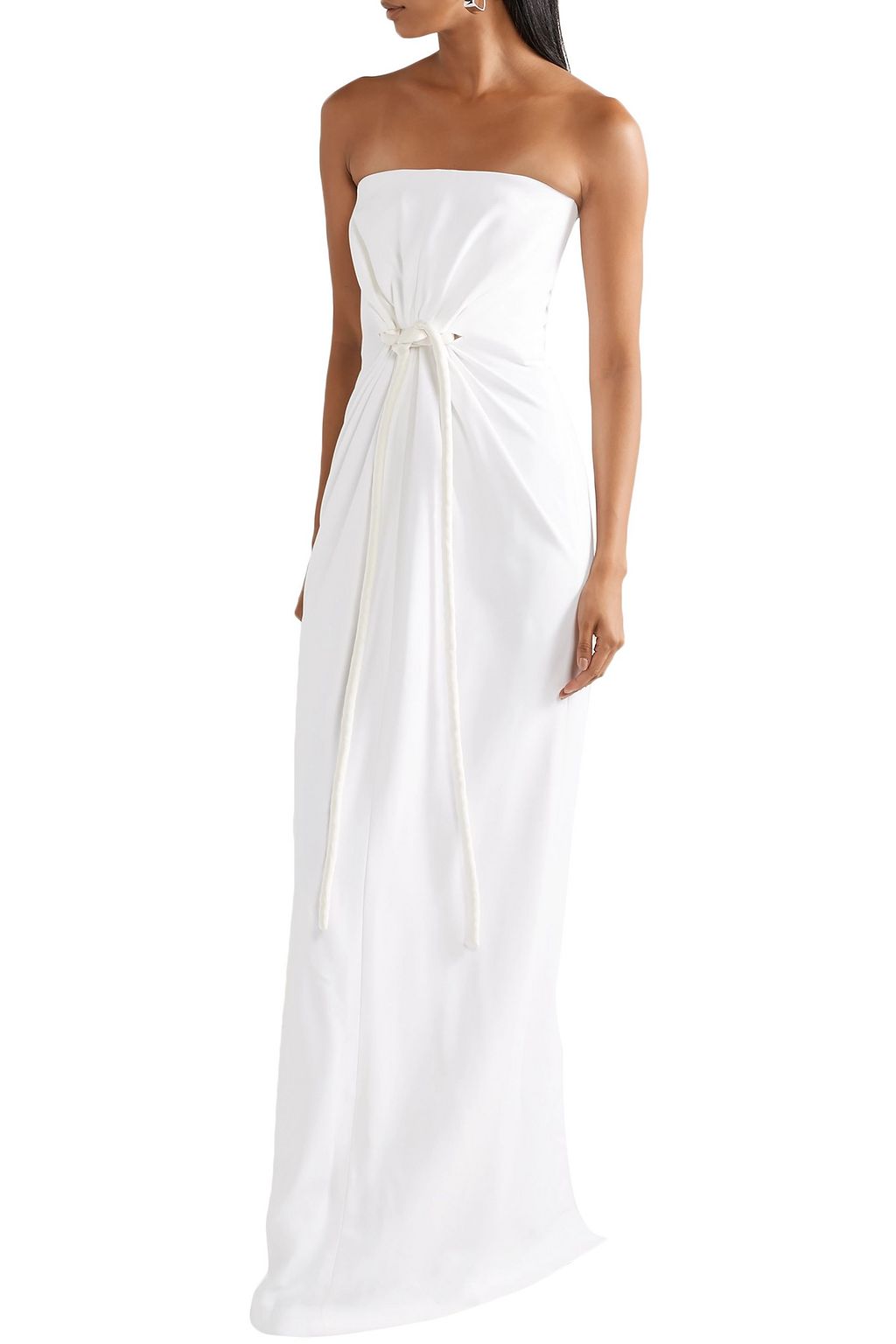 ROSETTA GETTY Tie-front satin-trimmed cady gown