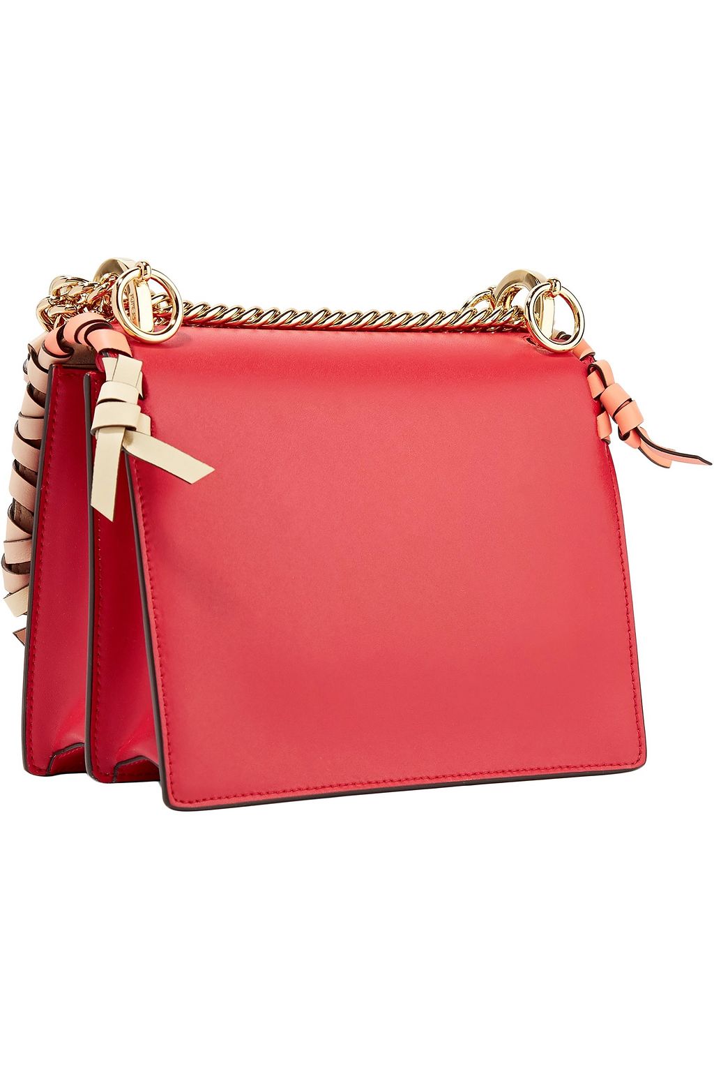 FENDI Kan I small whipstitched textured-leather shoulder bag