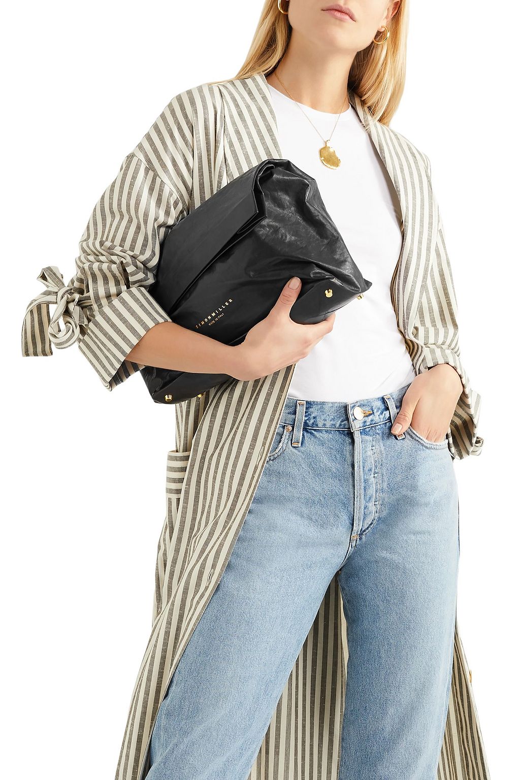 SIMON MILLER Lunchbag 30 crinkled-leather clutch