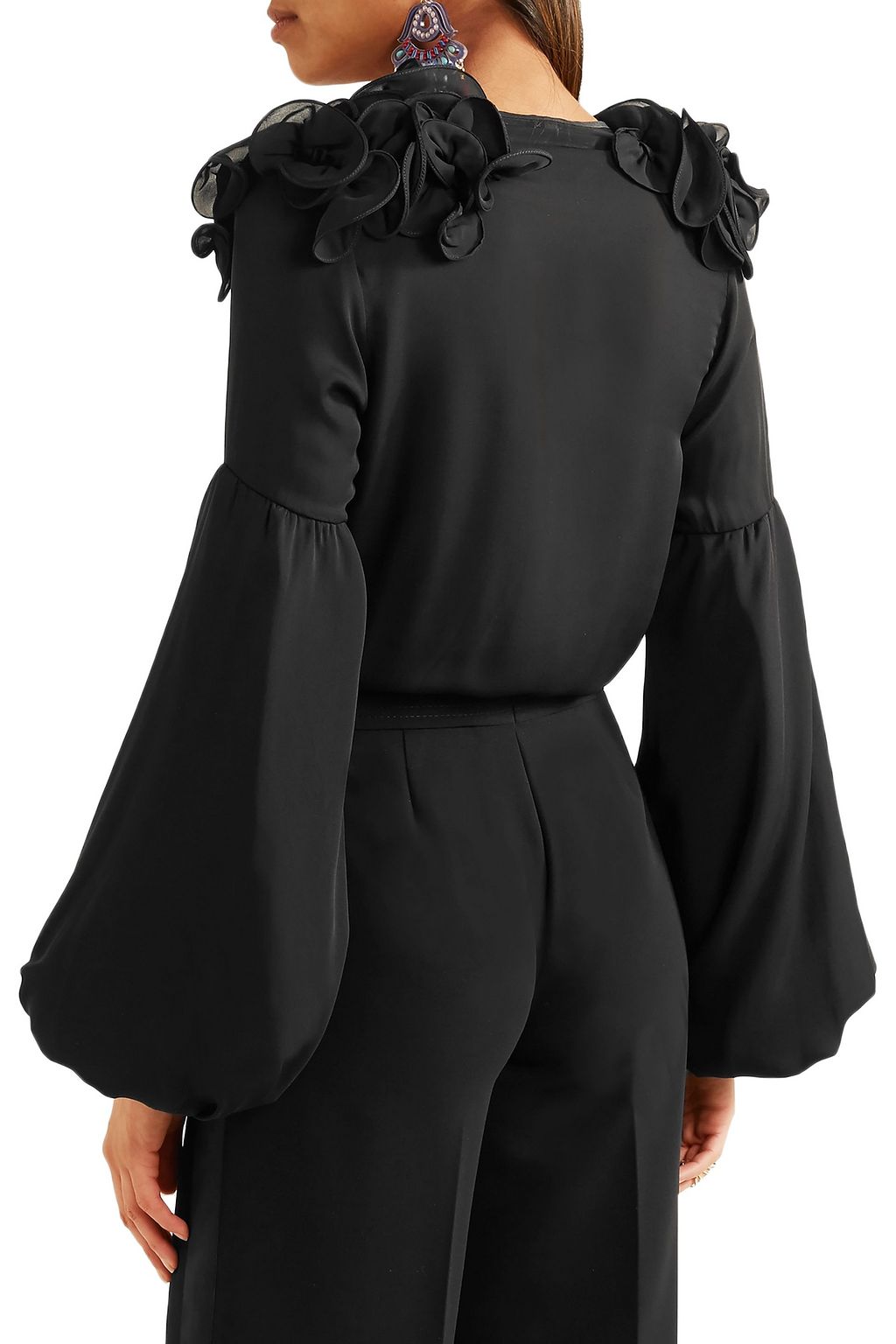 JOHANNA ORTIZ Ruffled silk-blend chiffon bodysuit