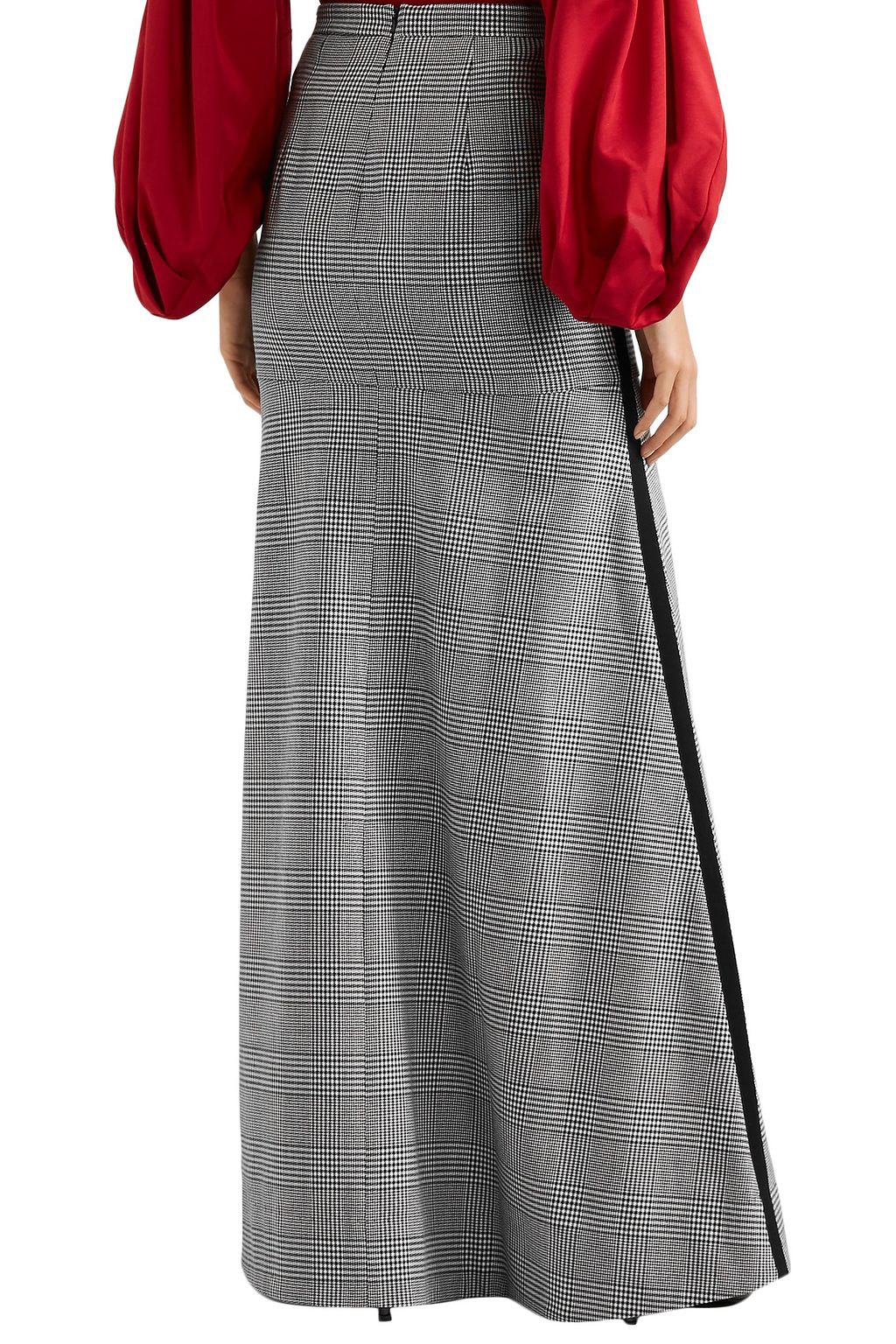 HELLESSY Merritt grosgrain-trimmed houndstooth tweed maxi skirt