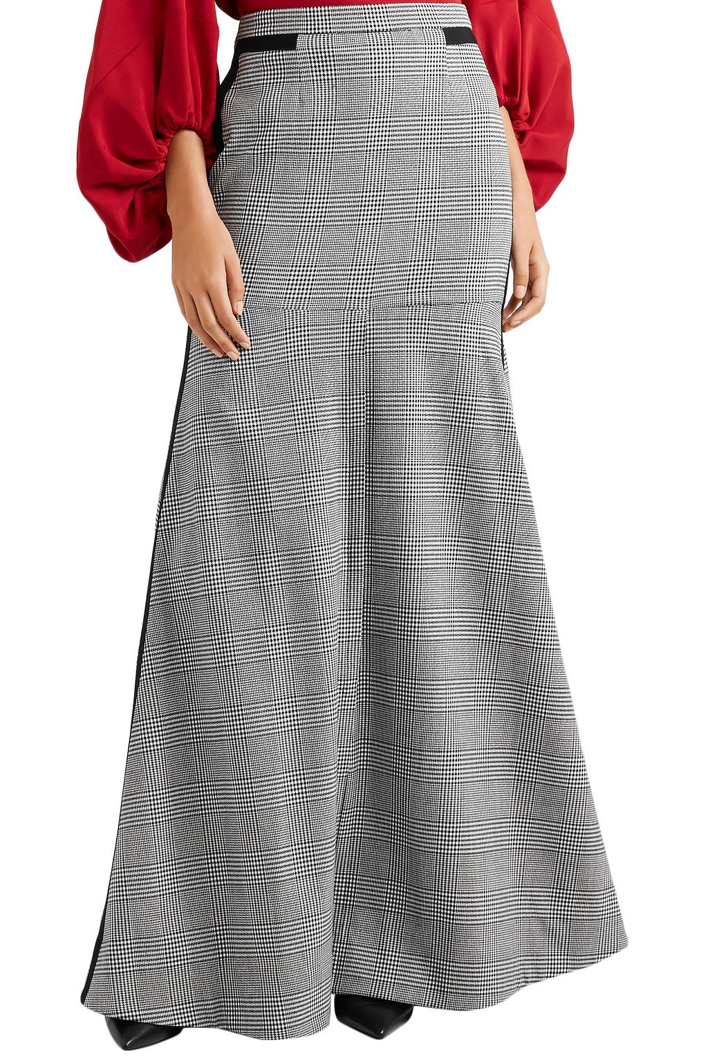 HELLESSY Merritt grosgrain-trimmed houndstooth tweed maxi skirt