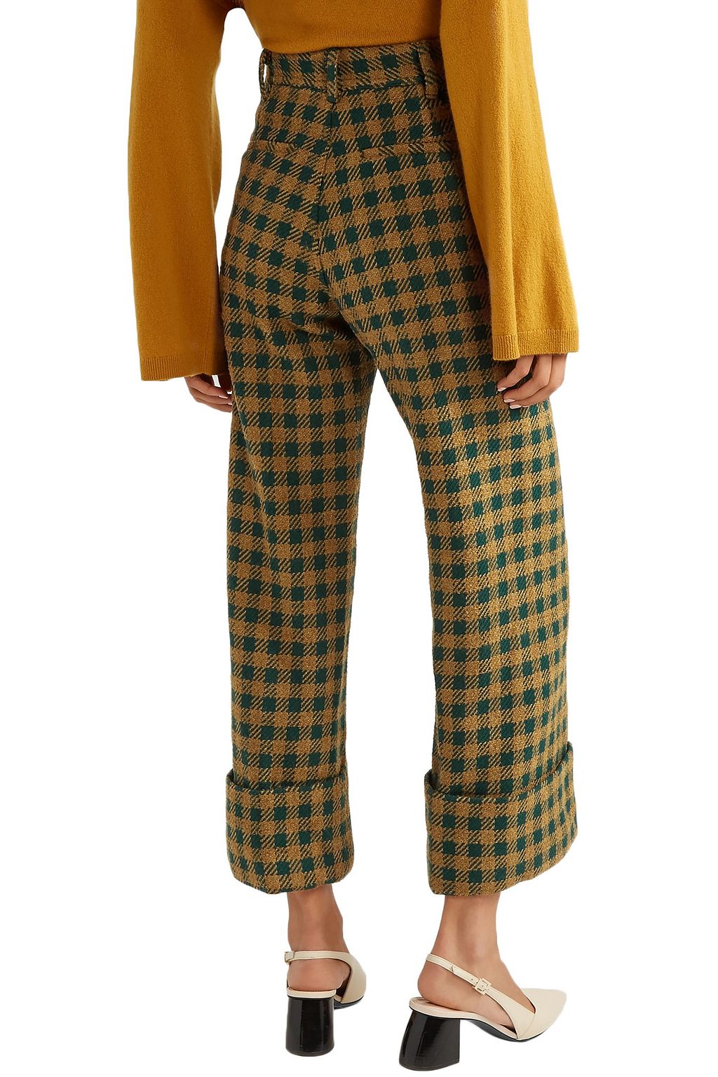 SEA Ethno Pop checked wool-blend straight-leg pants