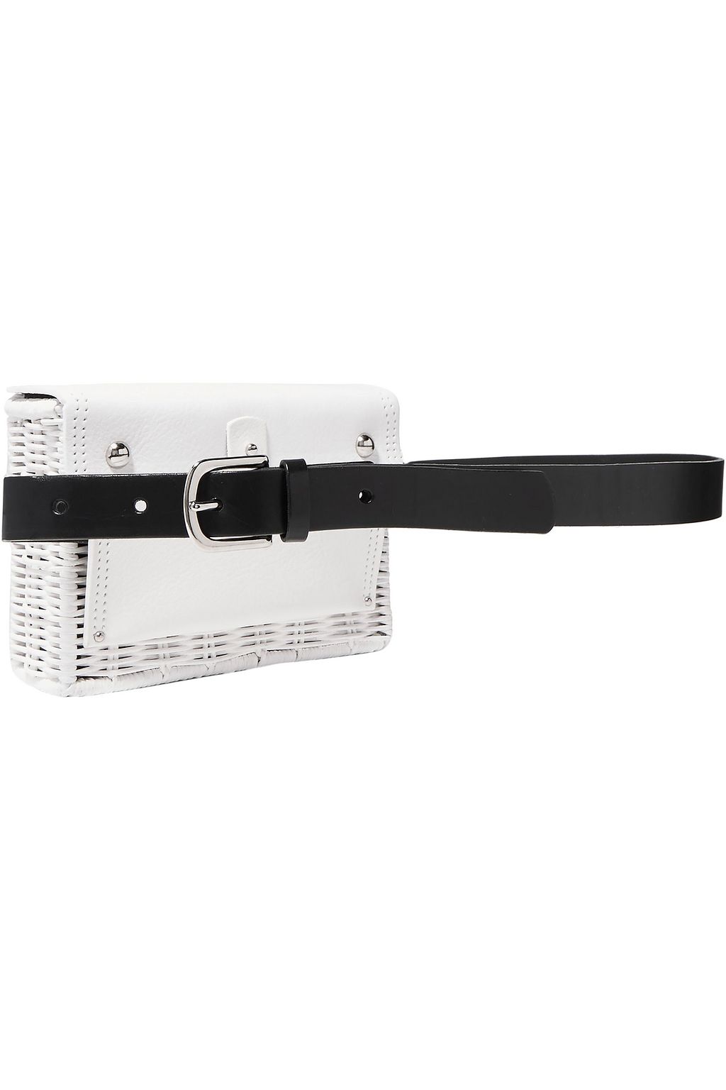 WICKER WINGS Tao textured-leather and rattan belt bag