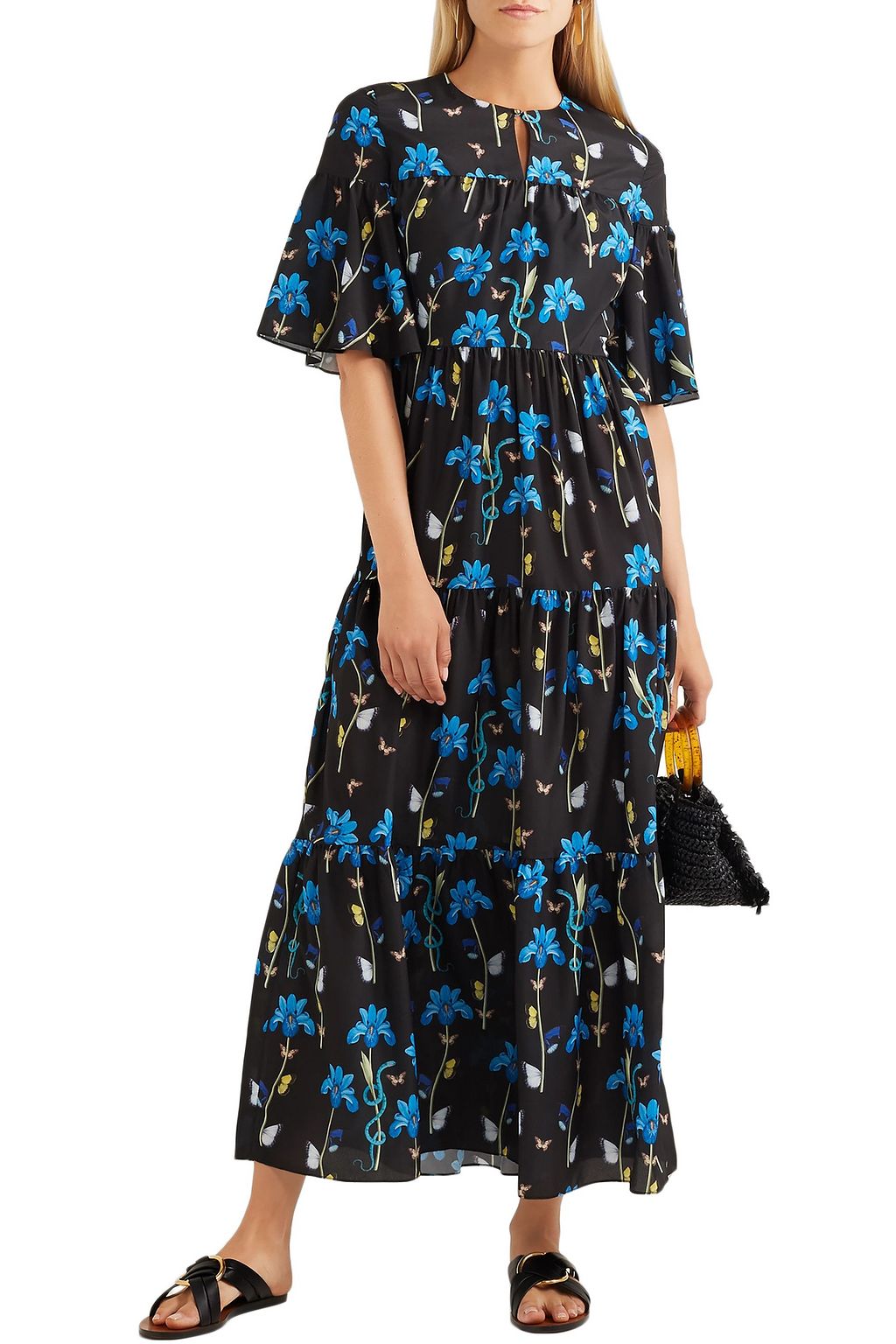 BORGO DE NOR Floral-print crepe de chine midi dress