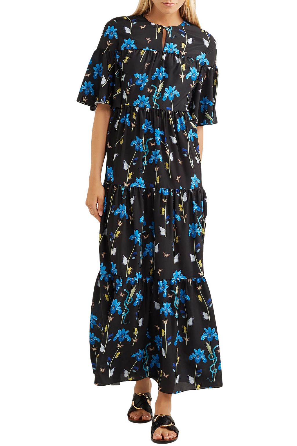 BORGO DE NOR Floral-print crepe de chine midi dress