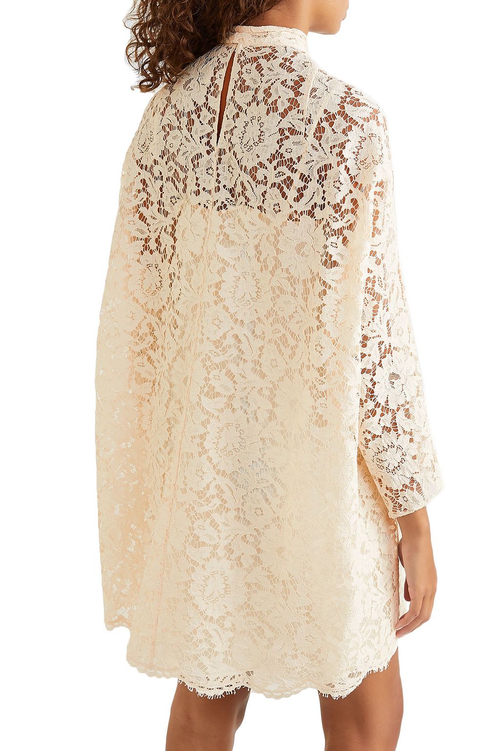 VALENTINO GARAVANI Minikleid aus Crêpe de Chine, Tüll und schnurgebundener Spitze mit Schluppe