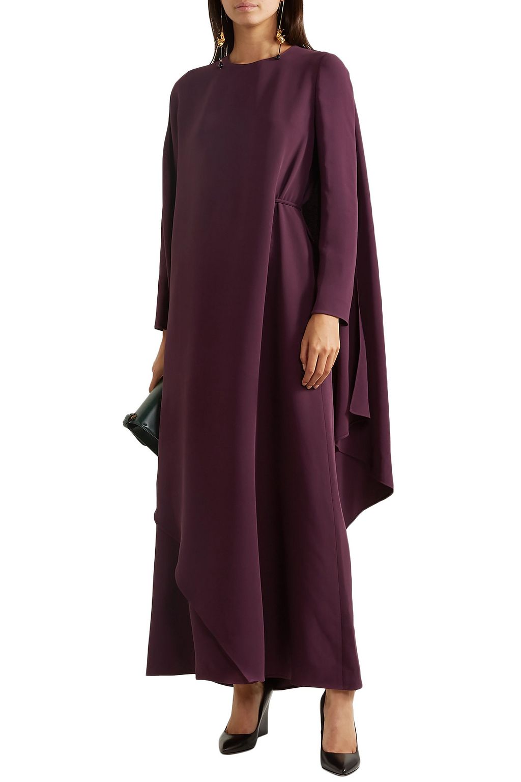 VALENTINO GARAVANI Cape-effect asymmetric silk-cady gown