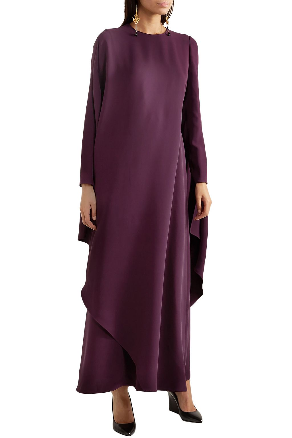 VALENTINO GARAVANI Cape-effect asymmetric silk-cady gown
