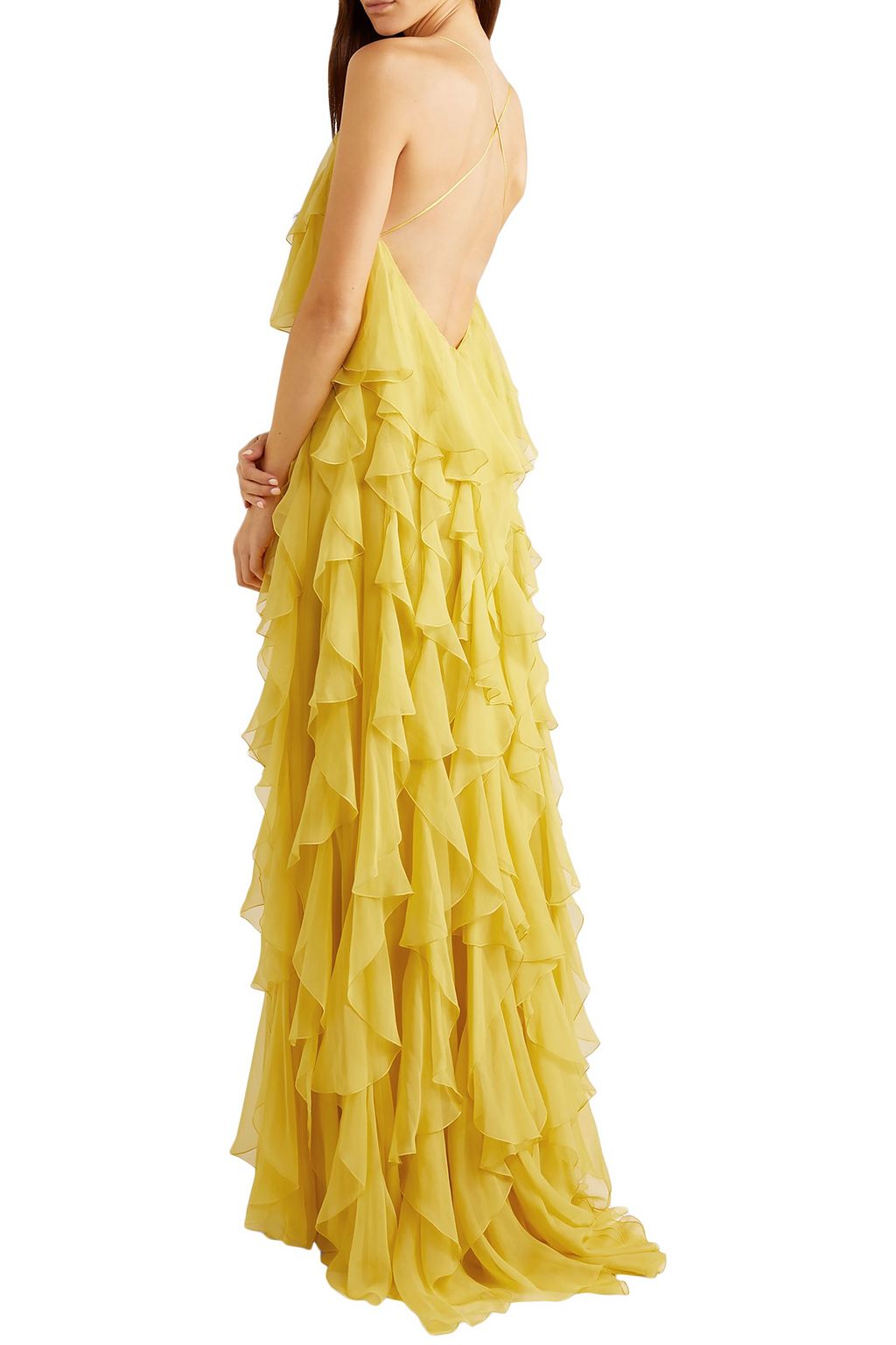 VALENTINO GARAVANI Open-back ruffled silk-organza gown