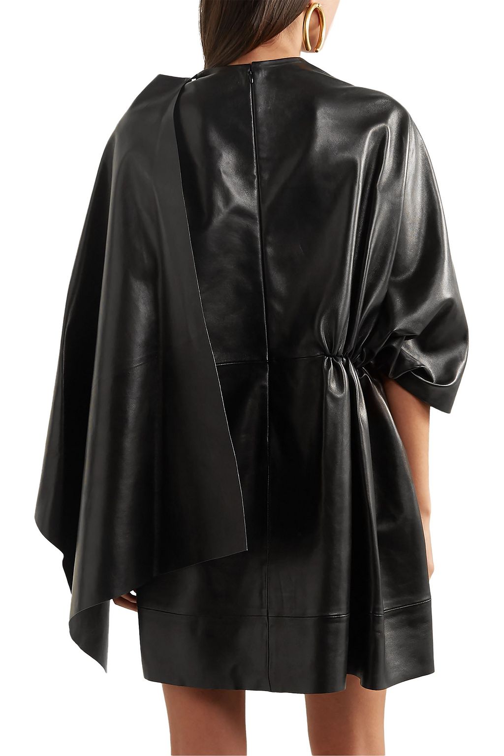 VALENTINO GARAVANI Cape-effect leather mini dress