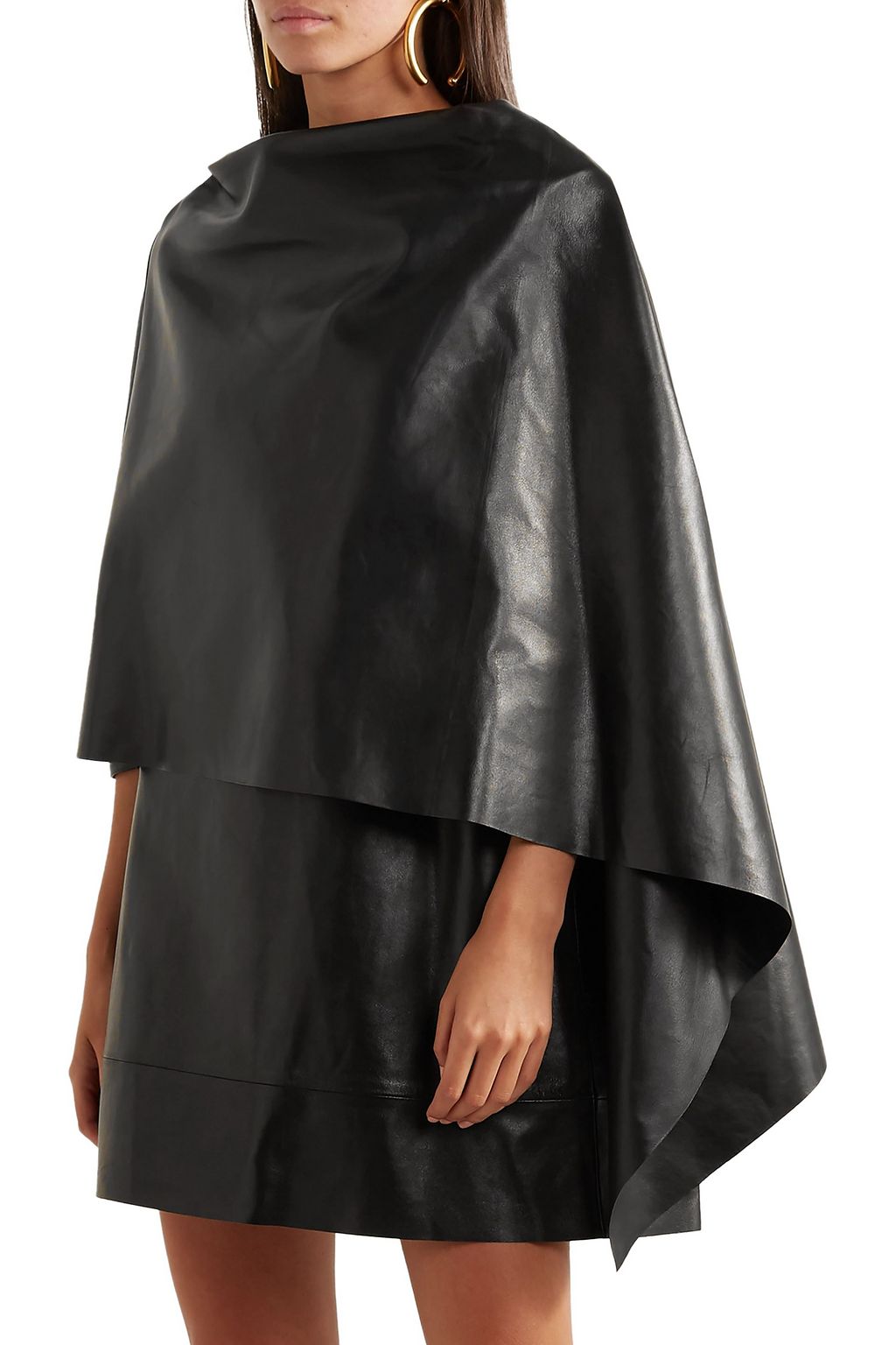 VALENTINO GARAVANI Cape-effect leather mini dress