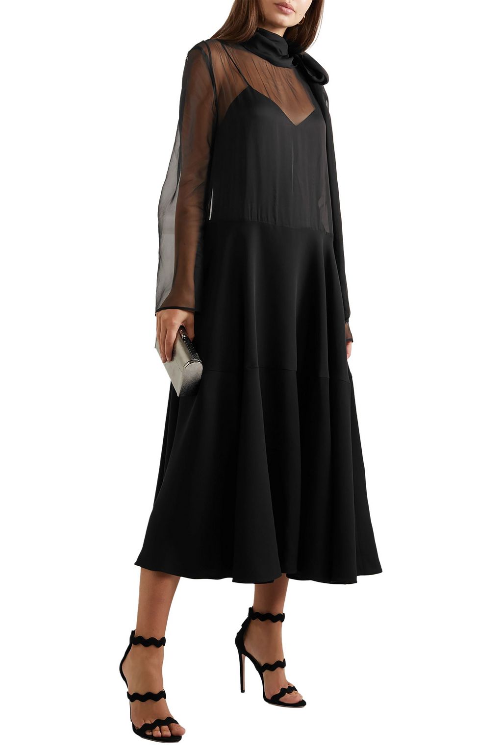 VALENTINO GARAVANI Pussy-bow silk-organza and satin gown