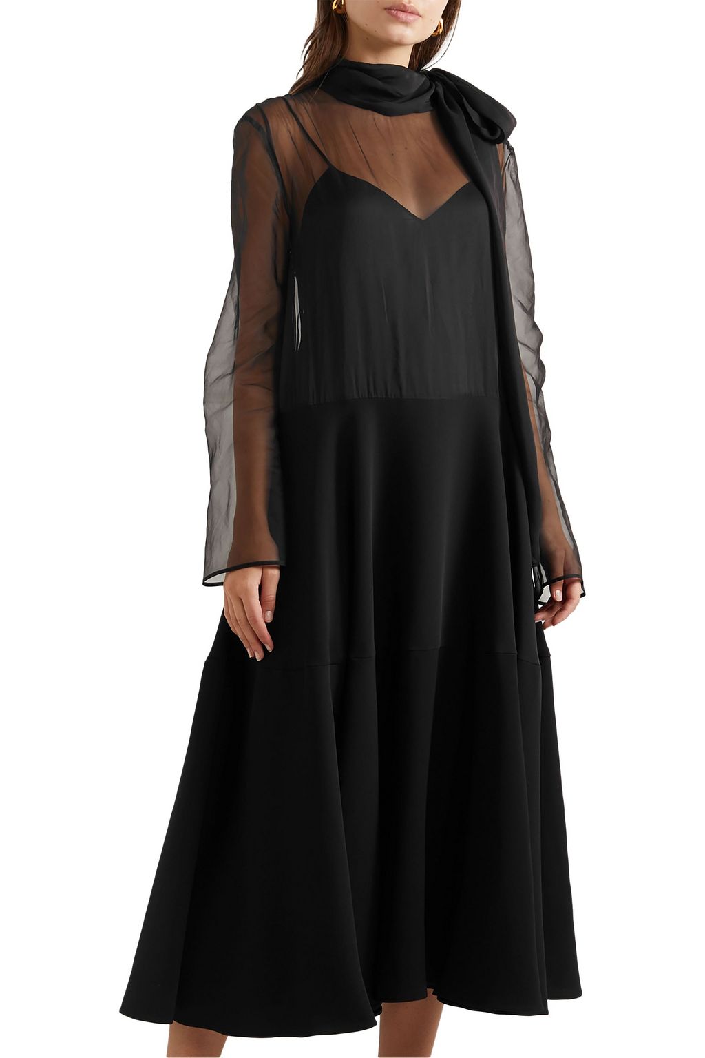 VALENTINO GARAVANI Pussy-bow silk-organza and satin gown