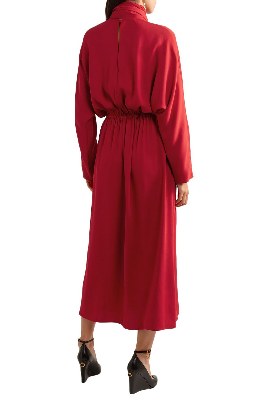 VALENTINO GARAVANI Tie-neck crepe midi dress