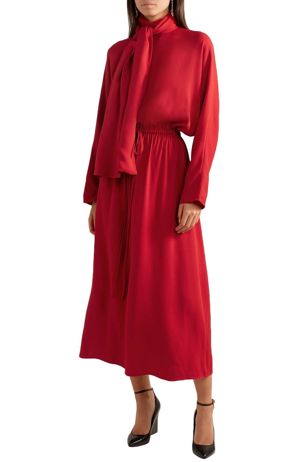 VALENTINO GARAVANI Tie-neck crepe midi dress