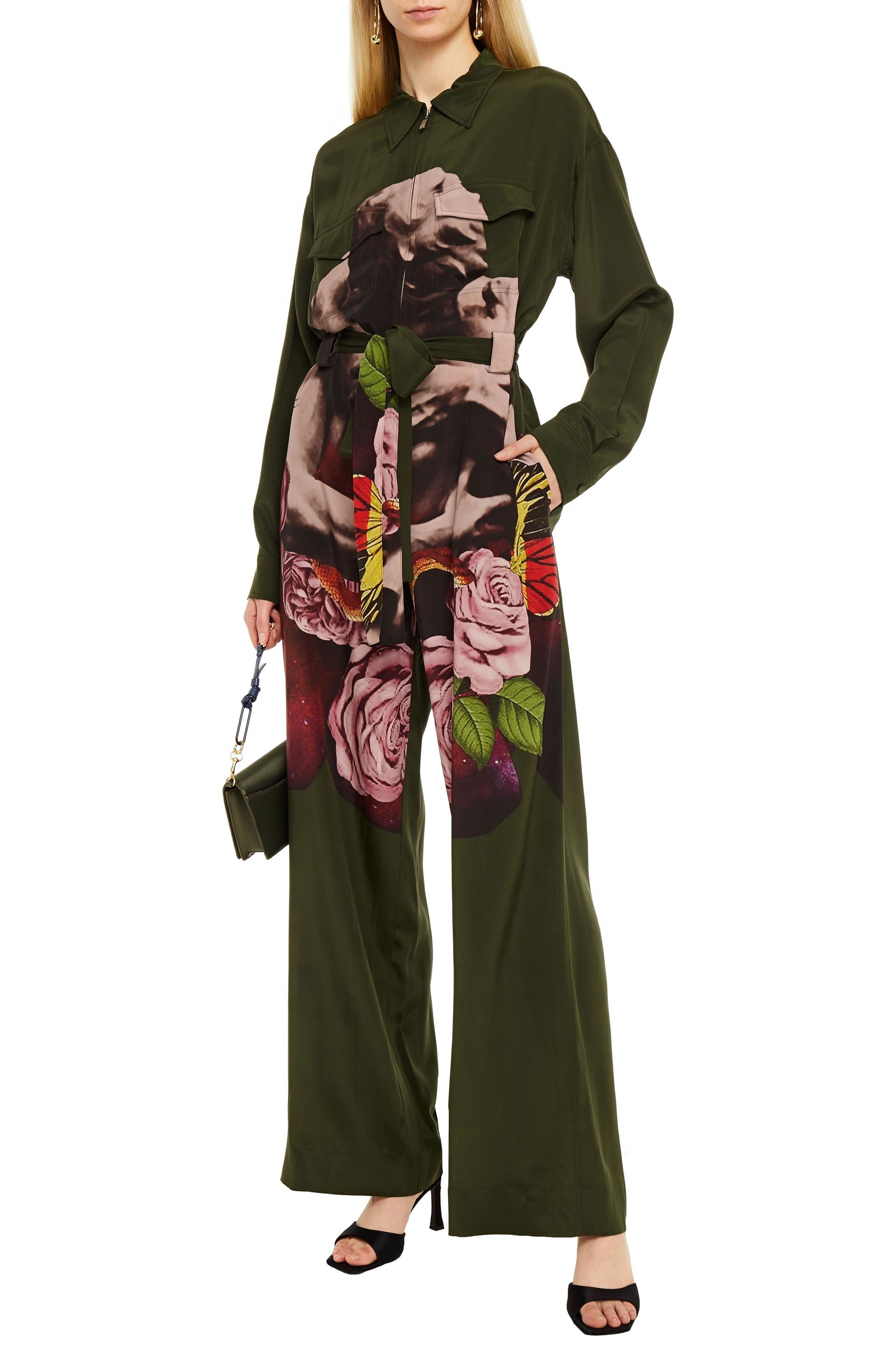 Valentino Garavani Printed silk-crepe wide-leg jumpsuit
