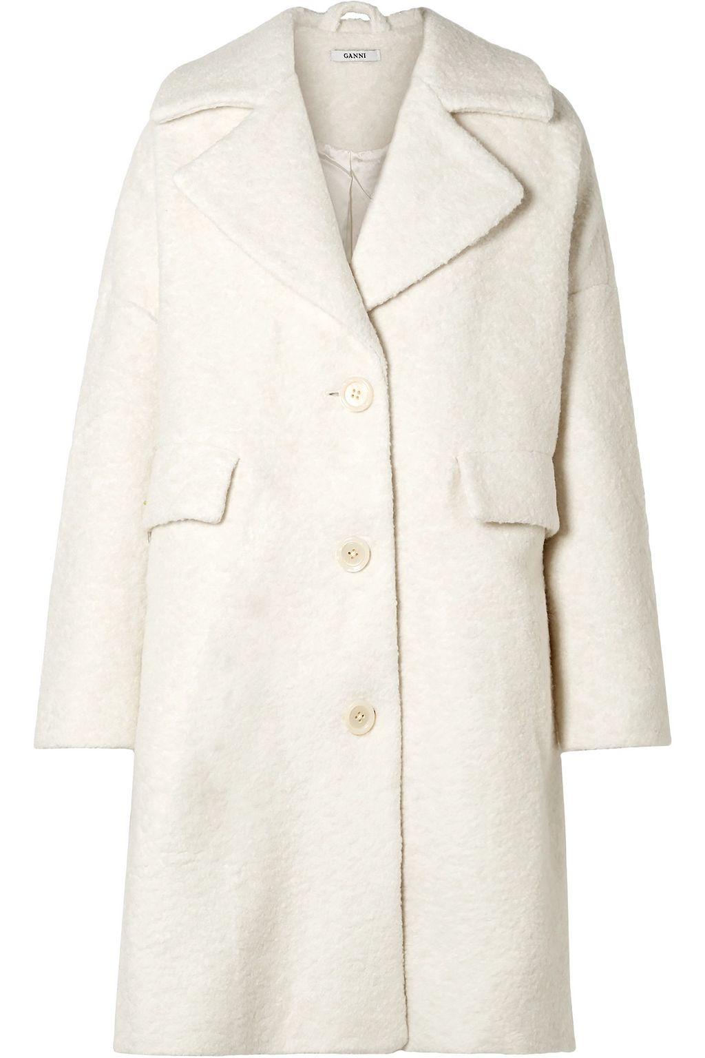 white boucle coat